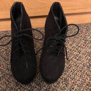 Black wedge booties